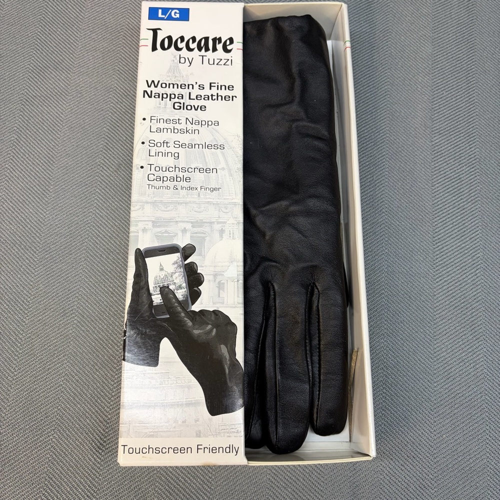 NWT Toccare by Tuzzi sz LG women’s black touchscreen, capable gloves, leather